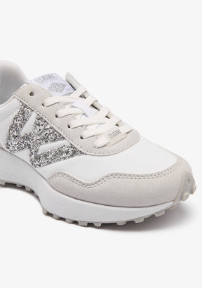 White Glitter Logo Sneakers
