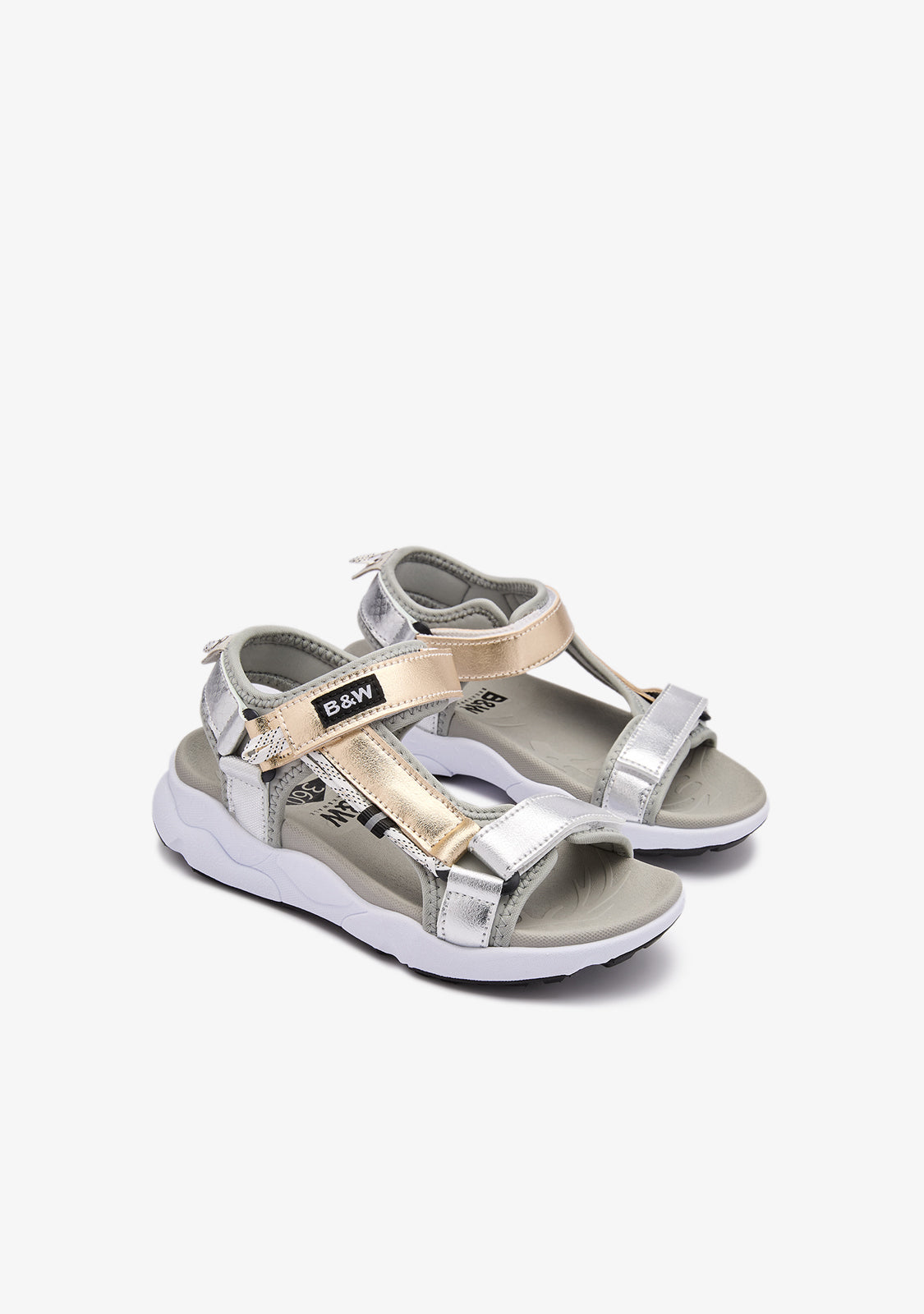 Silver Shine Strip Sandals