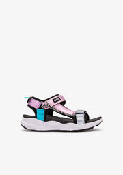 Mehrfarbige Sandalen mit Metallic-Riemen