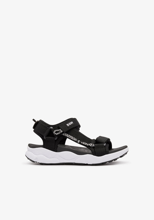 Black Canvas Strip Sandals