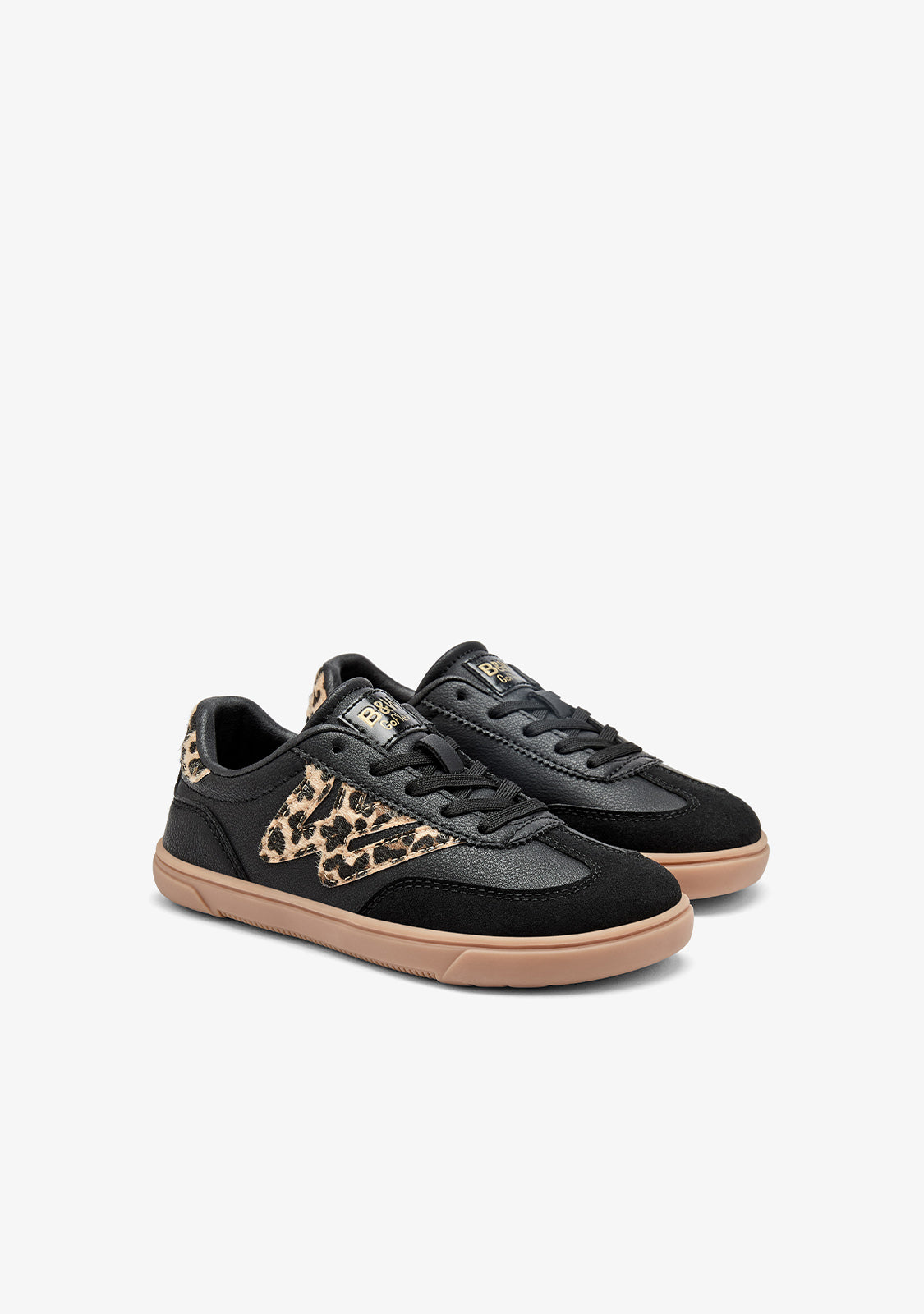 Schwarze Barfuß-Sneaker mit Leopardenmuster