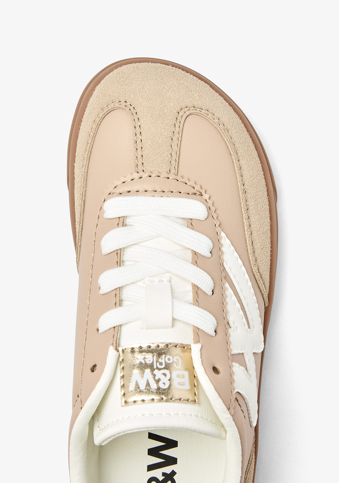 Beigefarbene Barfuß-Sneaker mit Logo