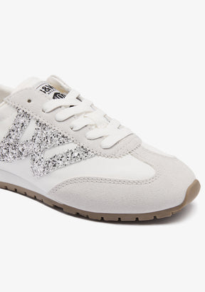 White Glitter Logo B&W Sneakers