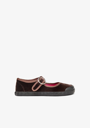 Mary Jane Barefoot Velluto Marrone