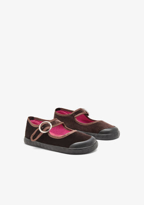 Mary Jane Barefoot Velluto Marrone