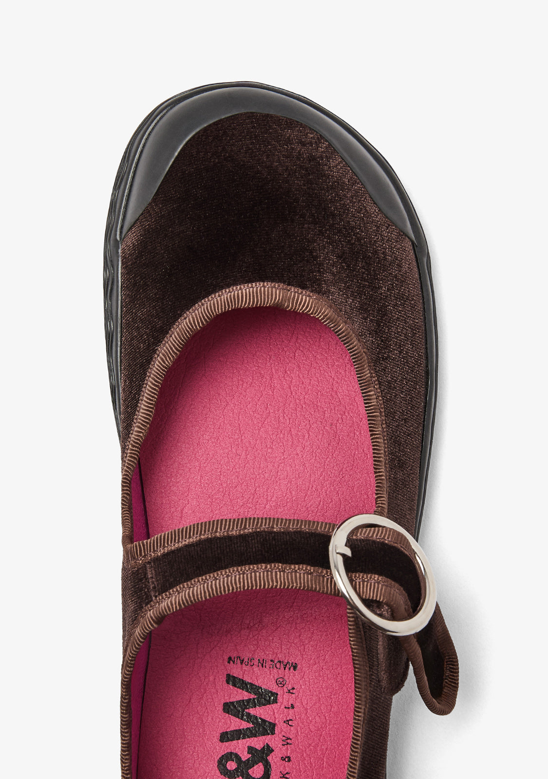 Mary Jane Barefoot Velluto Marrone