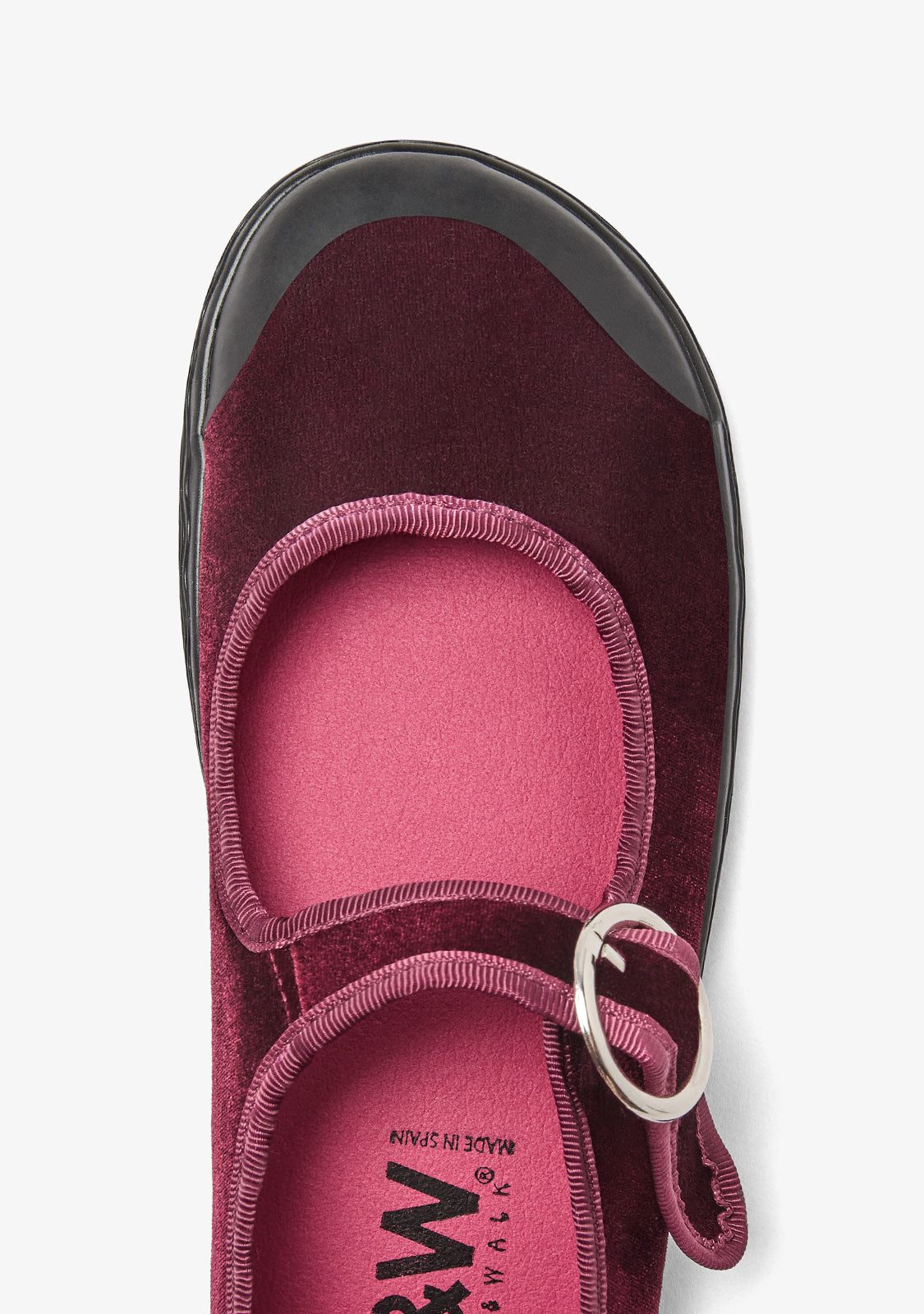 Mary Jane Barefoot Velluto Bordeaux