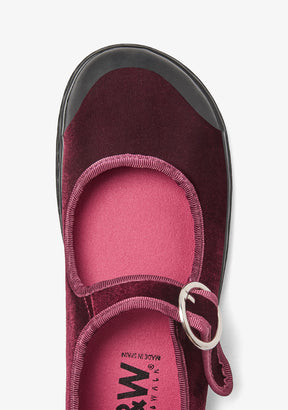 Mary Jane Barefoot Velluto Bordeaux