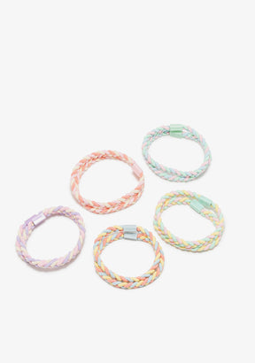 Conjunto de elásticos entrançados multicolor