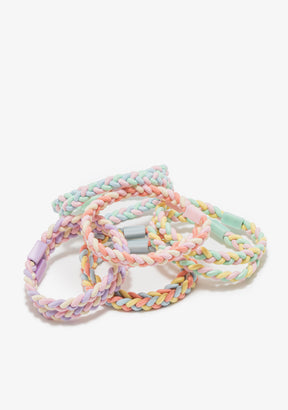 Conjunto de elásticos entrançados multicolor