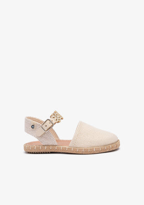 Espadrilles dorées brillantes à fleurs