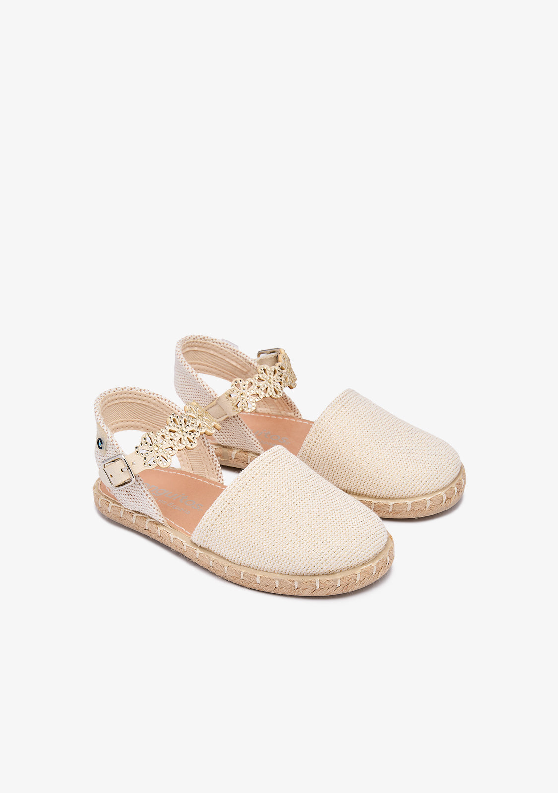 Golden Espadrilles Shiny Flowers