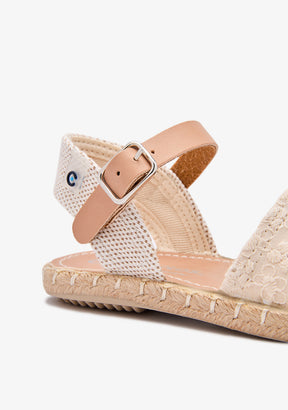 Beige Canvas Flower Espadrilles