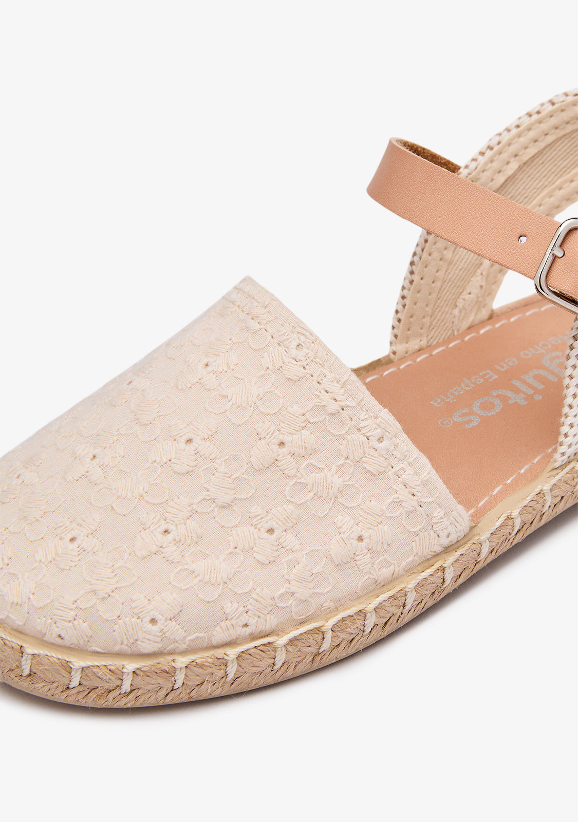 Beige Canvas Flower Espadrilles
