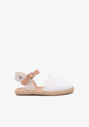 Espadrilles Blumen Weiß
