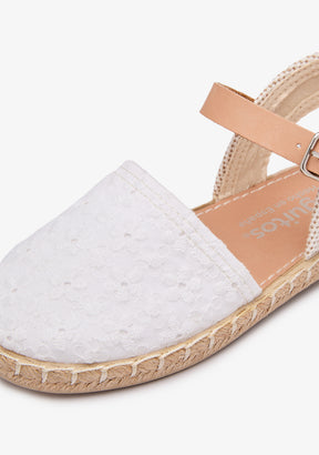 Espadrilles Blumen Weiß