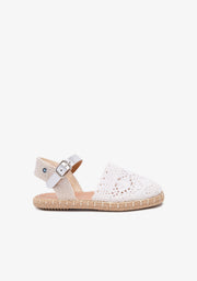 White Embroidery Buckle Espadrilles