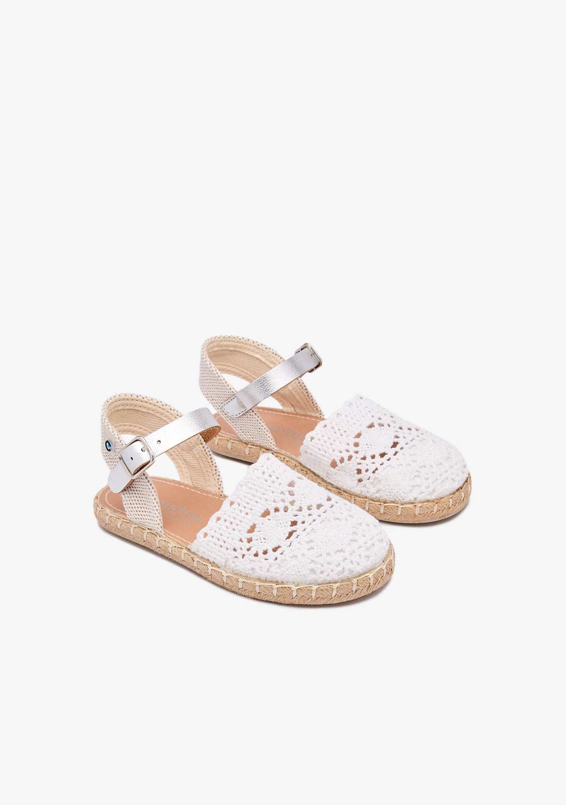 White Embroidery Buckle Espadrilles