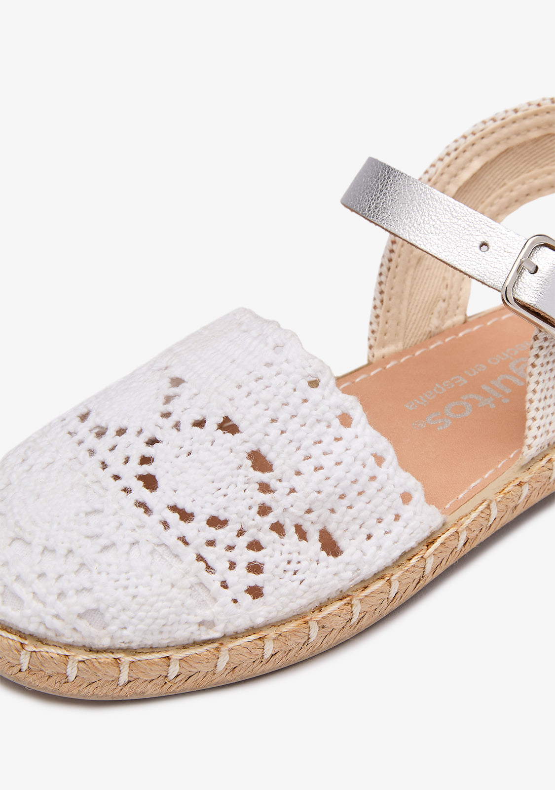 White Embroidery Buckle Espadrilles