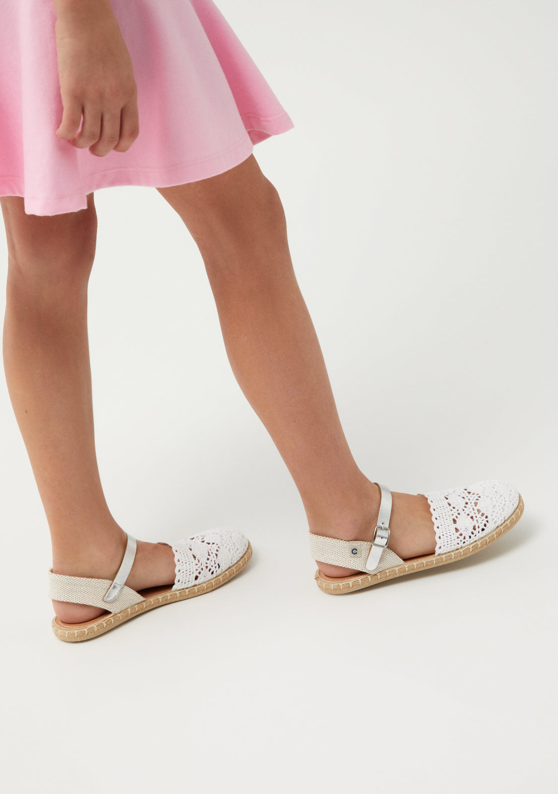 White Embroidery Buckle Espadrilles