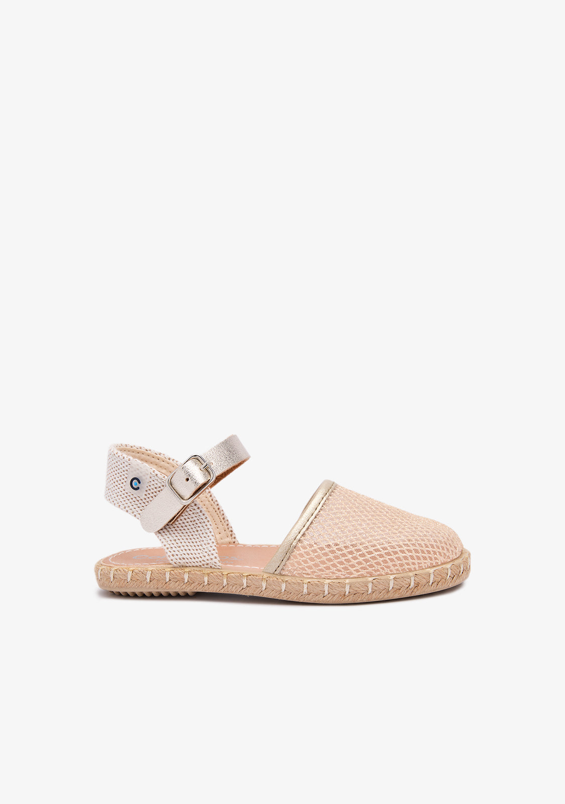 Goldglänzende Mesh-Espadrilles