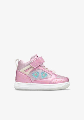 High-Cut-Sneaker mit leuchtendem Rosa