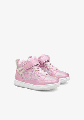 High-Cut-Sneaker mit leuchtendem Rosa