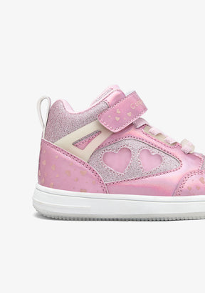 High-Cut-Sneaker mit leuchtendem Rosa