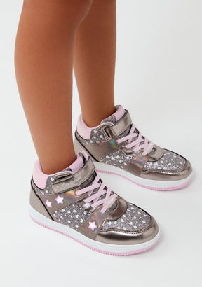 High Cut Sneakers With Lights Pewter