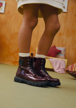 Botas Militares Charol Burgundy