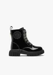 Schwarze Lack-Military-Boots