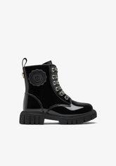 Bottines rangers noires vernies