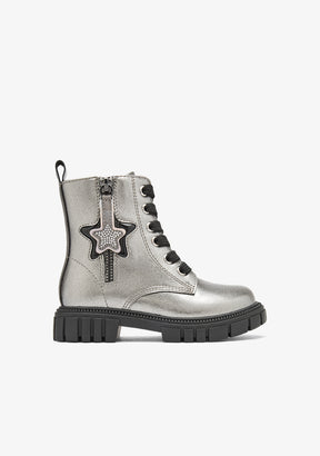 Botas Militares Plateadas Estrella