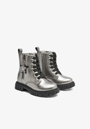 Botas Militares Plateadas Estrella