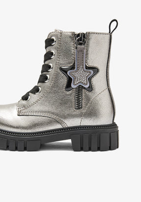 Botas Militares Plateadas Estrella