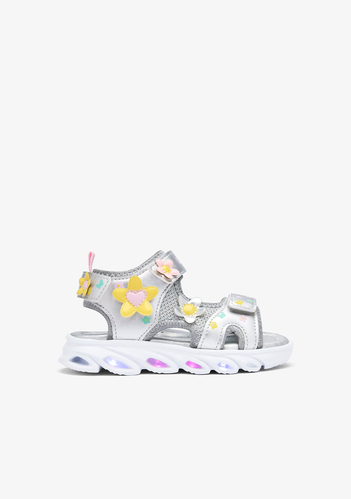 Silver Flowers Light Sandals