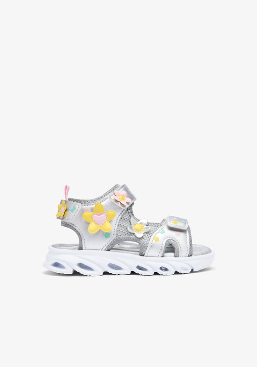 Silver Flowers Light Sandals
