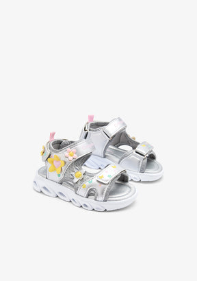 Silver Flowers Light Sandals
