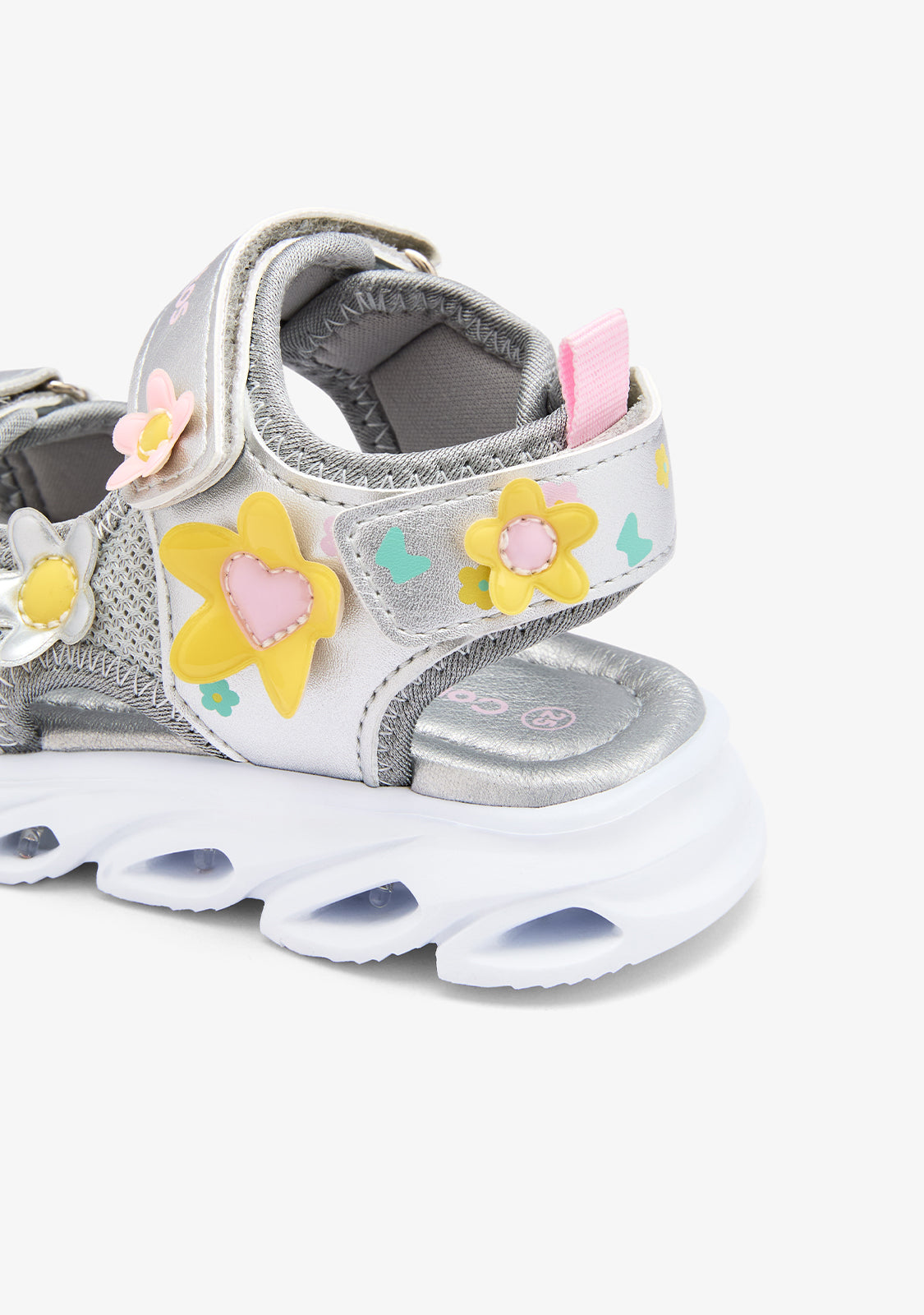 Silver Flowers Light Sandals