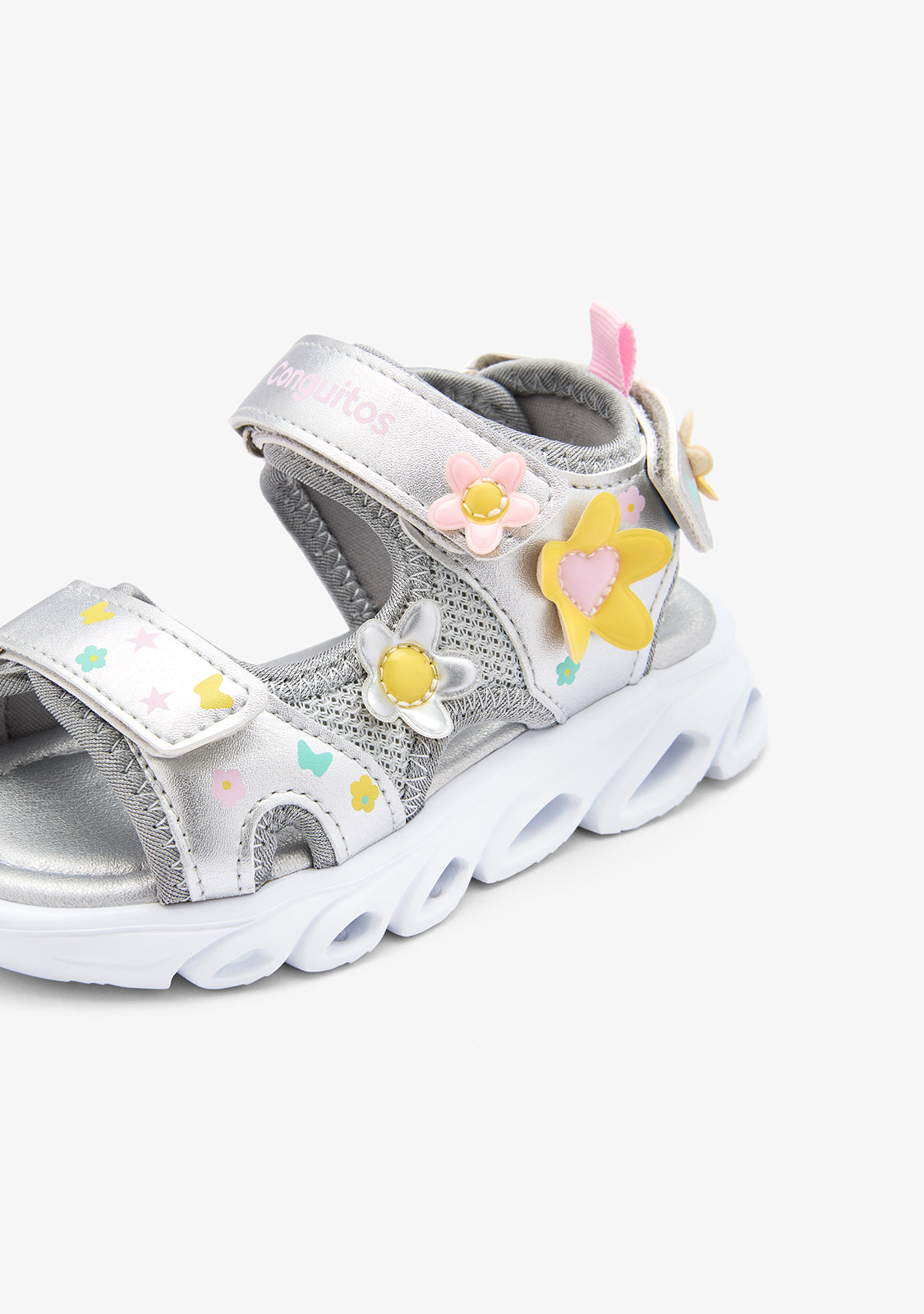 Silver Flowers Light Sandals