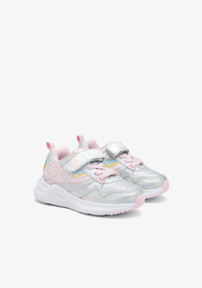 Silver Light-Up Heart Sneakers