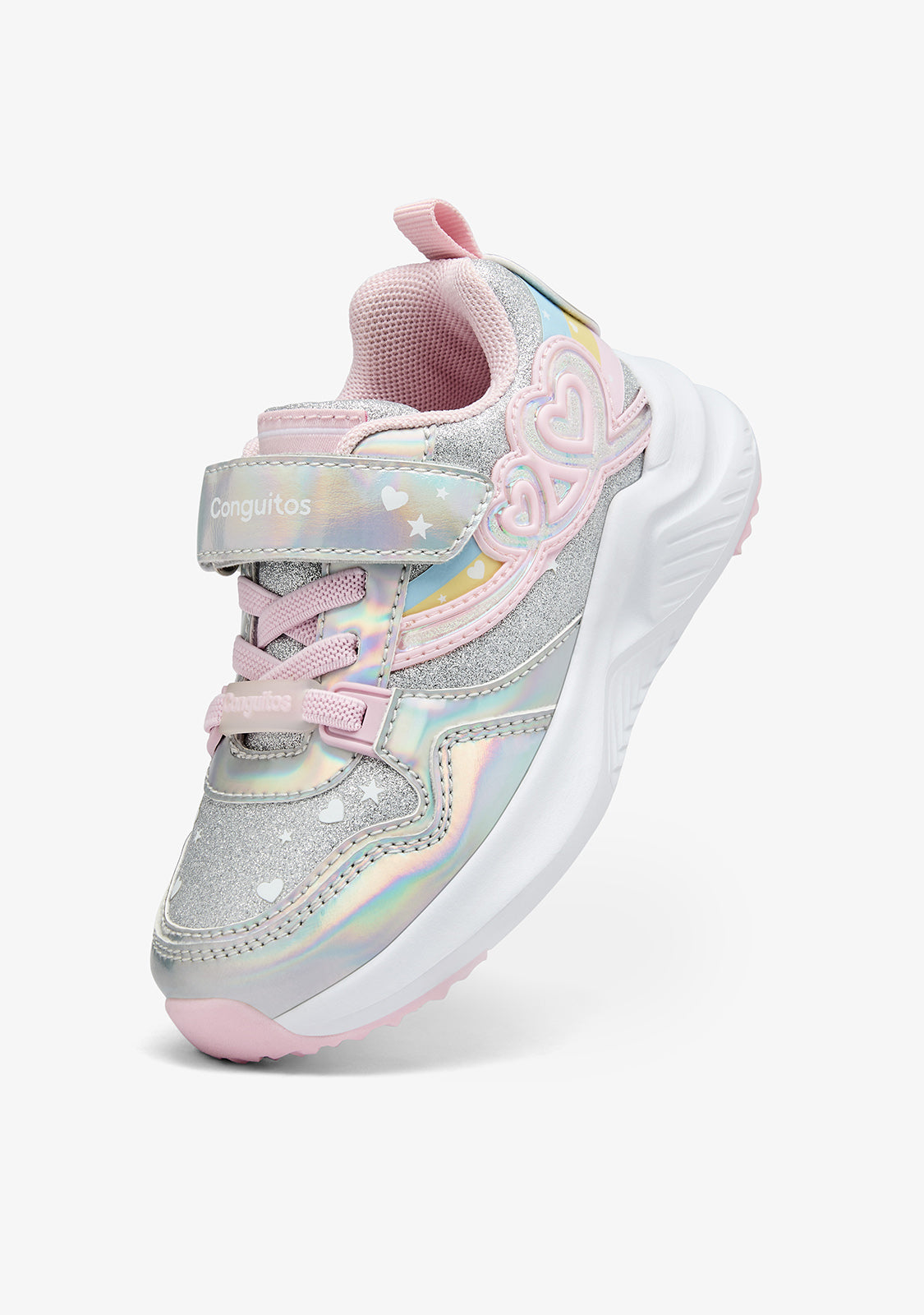Silver Light-Up Heart Sneakers