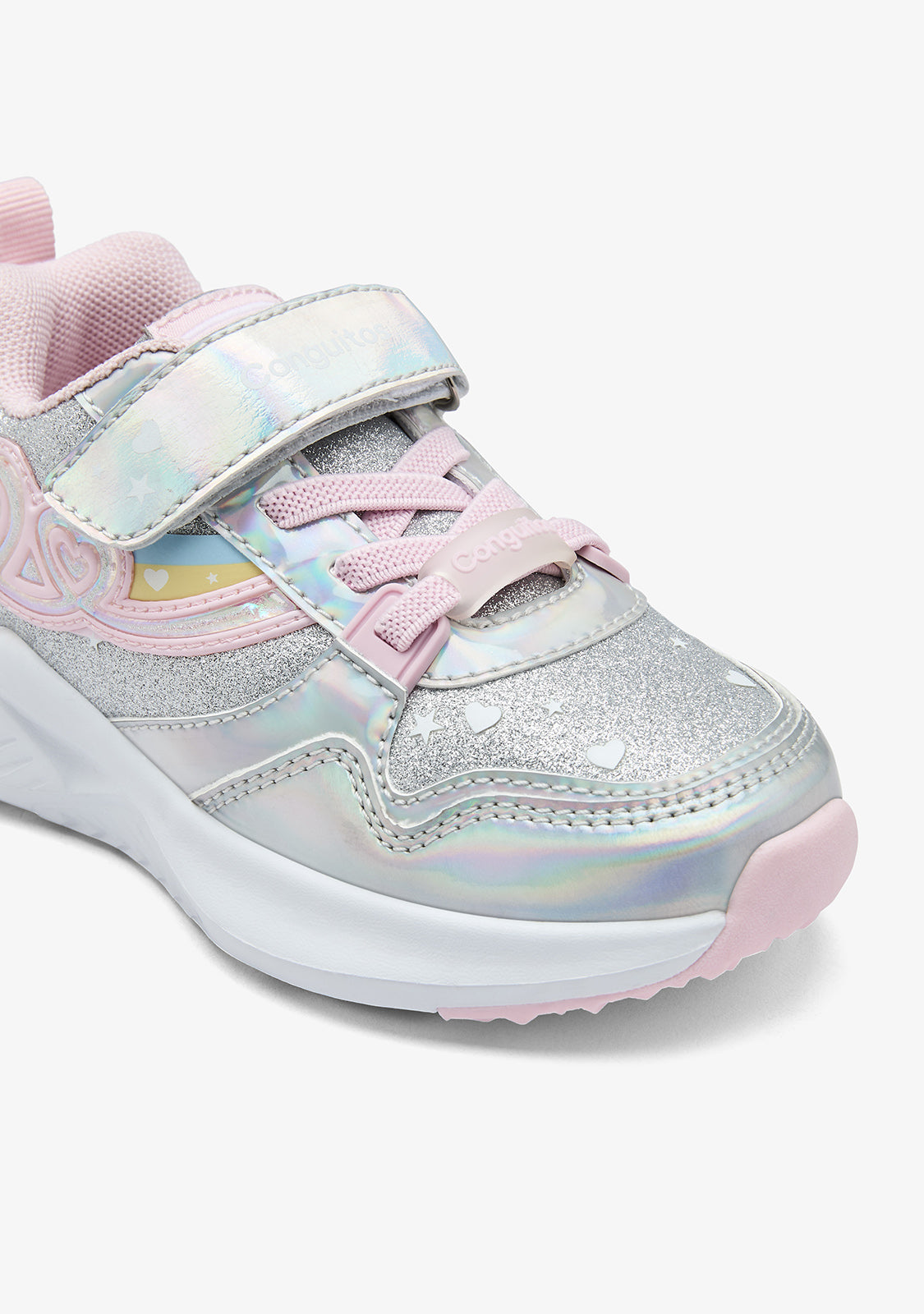 Silver Light-Up Heart Sneakers