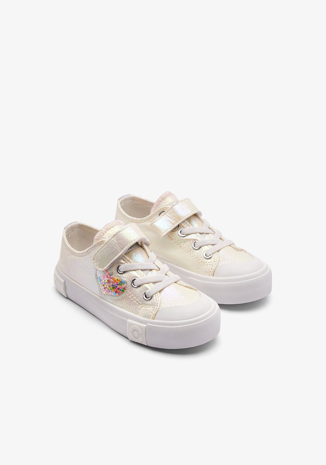 Sneakers Basse Iridescenti con Cuore