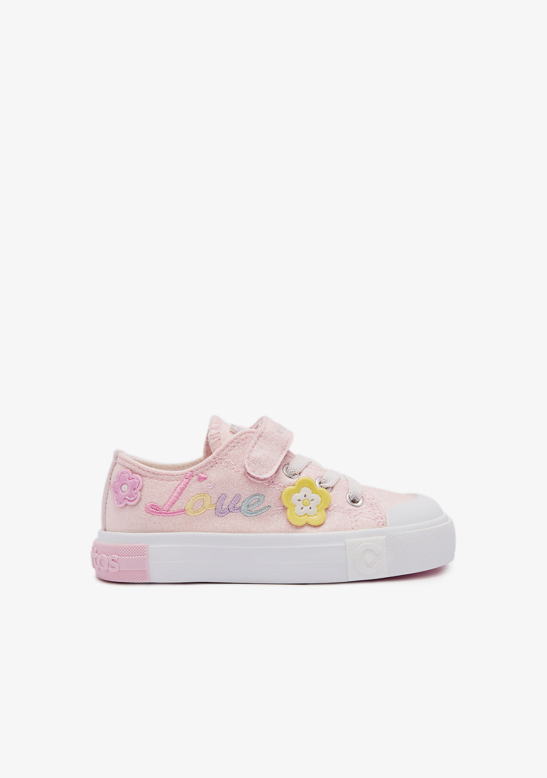 Pink Glitter Flowers Sneakers