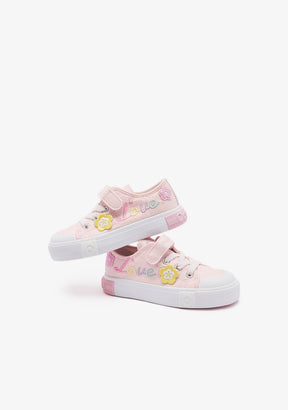 Zapatillas Rosas Glitter Flores