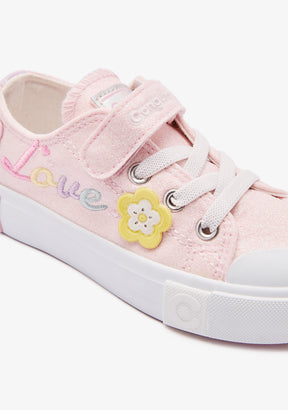 Zapatillas Rosas Glitter Flores