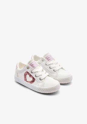 Sneakers Bianche con Cuore Multicolore