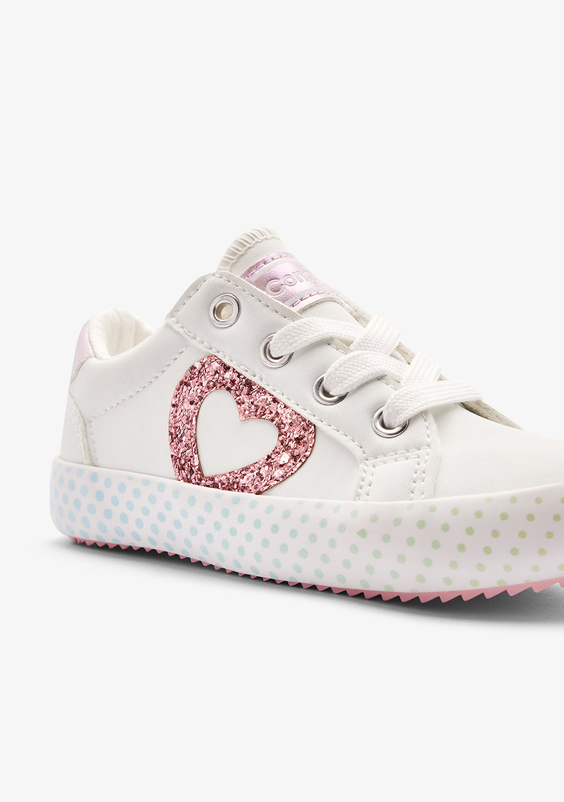 Sneakers Bianche con Cuore Multicolore