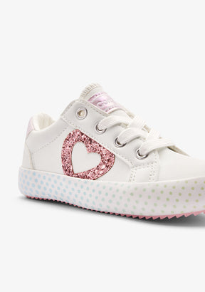 Sneakers Bianche con Cuore Multicolore